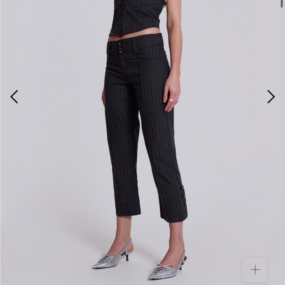 Jaded London Black Pinstripe Cropped Pants